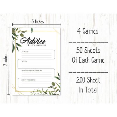 Cartões de Jogo Quadrados em Branco para Chá de Noiva e Despedida de Solteira, 50 Peças, Tema Folhagens - Inkdotpot 12,7 Cm × 17,78 Cm / Branco - Conjunto de 4