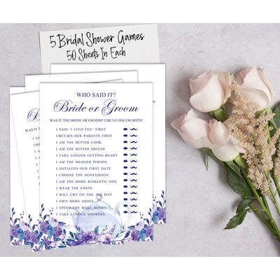 50 Cartões de Jogo Floral para Chá Nupcial e Despedida de Solteira, Quadrados em Branco para Preencher Ideias de Presente - Inkdotpot 12,7 Cm × 17,78 Cm / Branco - Conjunto de Jogos