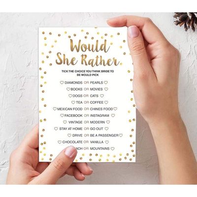 Pacote com 50 Cartões Quadrados em Branco com Confete Dourado para Chá de Noiva e Despedida de Solteira - Inkdotpot 12,7 Cm × 17,78 Cm / Branco - Conjunto de 4