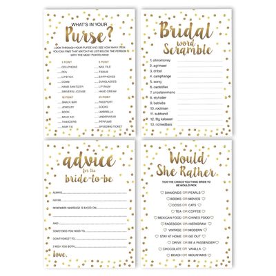 Pacote com 50 Cartões Quadrados em Branco com Confete Dourado para Chá de Noiva e Despedida de Solteira - Inkdotpot 12,7 Cm × 17,78 Cm / Branco - Conjunto de 4