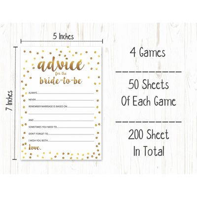 Pacote com 50 Cartões Quadrados em Branco com Confete Dourado para Chá de Noiva e Despedida de Solteira - Inkdotpot 12,7 Cm × 17,78 Cm / Branco - Conjunto de 4