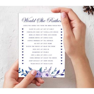 50 Cartões de Jogo Floral para Chá Nupcial e Despedida de Solteira, Quadrados em Branco para Preencher Ideias de Presente - Inkdotpot 12,7 Cm × 17,78 Cm / Branco - Conjunto de 4