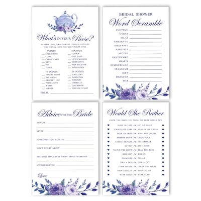 50 Cartões de Jogo Floral para Chá Nupcial e Despedida de Solteira, Quadrados em Branco para Preencher Ideias de Presente - Inkdotpot 12,7 Cm × 17,78 Cm / Branco - Conjunto de 4
