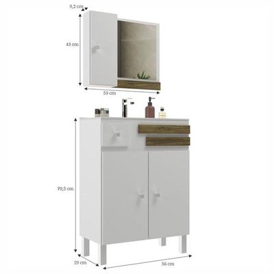 Conjunto Para Banheiro Mônaco Balcão Com Espelheira 60 Cm - Branco Cartagena Branco Cartagena