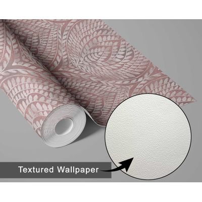 Papel de Parede Folhas Geométricas Rosa Autoadesivo, Envoltório para Parede, DIY Fácil para Quarto Farmhouse, Sala, Armários - S4Sassy 63,5 cm (L) × 914,4 cm (C) / Rosa - Vinil Texturizado