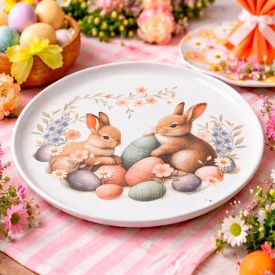Jogo Pratos Sobremesa Páscoa Bio Doce Ninho Kit 6pçs 21,5cm