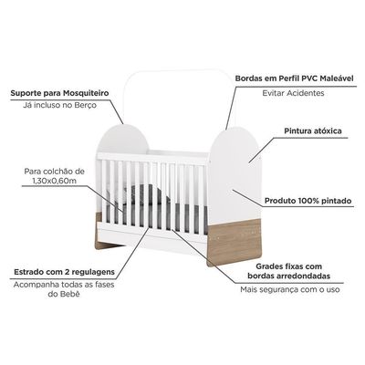 Berço Americano Mini Cama Magia Branco-jequitibá - Móveis Henn
