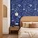 Papel de Parede Botânico Branco, Estilo Asiático, Vinil Autoadesivo Decorativo, Aplicação DIY Fácil para Quartos e Salas, Azul - S4Sassy 63,5 cm (L) × 304,8 cm (C) / Azul - Vinil Liso