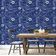 Papel de Parede Botânico Branco, Estilo Asiático, Vinil Autoadesivo Decorativo, Aplicação DIY Fácil para Quartos e Salas, Azul - S4Sassy 63,5 cm (L) × 152,4 cm (C) / Azul - Vinil Liso
