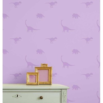 Papel de Parede Estampa de Dinossauro Roxo, Vinil Autoadesivo Liso, Revestimento Fácil DIY para Quarto Infantil e Brinquedoteca - S4Sassy 63,5 cm (L) × 152,4 cm (C) / Roxo - Vinil Texturizado