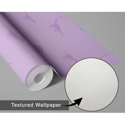 Papel de Parede Estampa de Dinossauro Roxo, Vinil Autoadesivo Liso, Revestimento Fácil DIY para Quarto Infantil e Brinquedoteca - S4Sassy 63,5 cm (L) × 152,4 cm (C) / Roxo - Vinil Texturizado