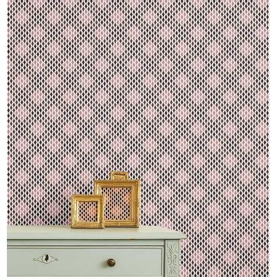 Papel de Parede Autoadesivo Geométrico Rosa, Vinil Impermeável, Removível, para Locatários, Quarto e Sala de Jantar - S4sassy 63,5 cm (L) × 609,6 cm (C) / Rosa - Vinil Liso