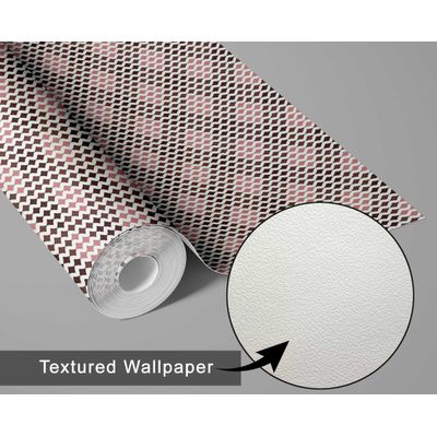 Papel de Parede Autoadesivo Geométrico Rosa, Vinil Impermeável, Removível, para Locatários, Quarto e Sala de Jantar - S4sassy 63,5 cm (L) × 152,4 cm (C) / Rosa - Vinil Texturizado