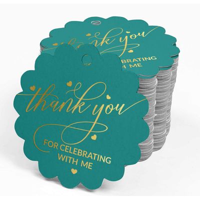 Etiquetas de Papel Metalizado 'Obrigado por Celebrar Comigo' para Lembrancinhas de Aniversário - Inkdotpot 50 Etiquetas Metalizadas / Verde - Dourado