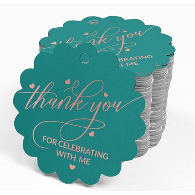 Etiquetas de Papel Metalizado 'Obrigado por Celebrar Comigo' para Lembrancinhas de Aniversário - Inkdotpot 50 Etiquetas Metalizadas / Verde - Ouro Rosé