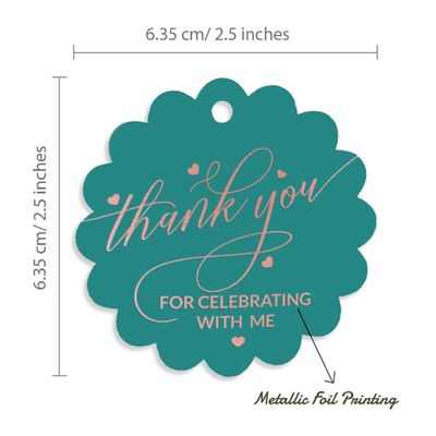 Etiquetas de Papel Metalizado 'Obrigado por Celebrar Comigo' para Lembrancinhas de Aniversário - Inkdotpot 50 Etiquetas Metalizadas / Verde - Ouro Rosé