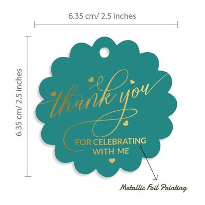 Etiquetas de Papel Metalizado 'Obrigado por Celebrar Comigo' para Lembrancinhas de Aniversário - Inkdotpot 100 Etiquetas Metalizadas / Verde - Dourado