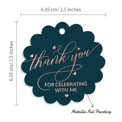 Etiquetas de Papel Metalizado 'Obrigado por Celebrar Comigo' para Lembrancinhas de Aniversário - Inkdotpot 50 Etiquetas Metalizadas / Azul - Ouro Rosé