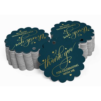 Etiquetas de Papel Metalizado 'Obrigado por Celebrar Comigo' para Lembrancinhas de Aniversário - Inkdotpot 50 Etiquetas Metalizadas / Azul - Ouro Rosé