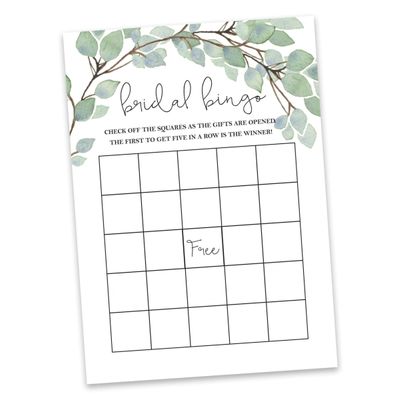 50 Cartões de Bingo Quadrados Brancos para Preencher Ideias de Presente para Chá de Noiva e Despedida de Solteira com Folhagens - Inkdotpot 12,7 Cm × 17,78 Cm / Branco - Bingo da Noiva
