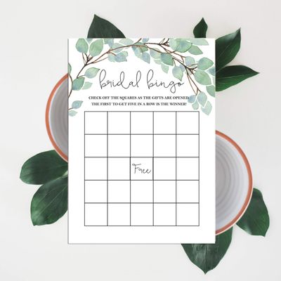 50 Cartões de Bingo Quadrados Brancos para Preencher Ideias de Presente para Chá de Noiva e Despedida de Solteira com Folhagens - Inkdotpot 12,7 Cm × 17,78 Cm / Branco - Bingo da Noiva
