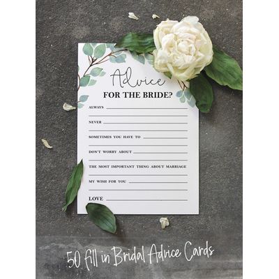 50 Cartões de Bingo Quadrados Brancos para Preencher Ideias de Presente para Chá de Noiva e Despedida de Solteira com Folhagens - Inkdotpot 12,7 Cm × 17,78 Cm / Branco - Bingo da Noiva