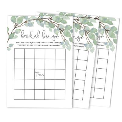 50 Cartões de Bingo Quadrados Brancos para Preencher Ideias de Presente para Chá de Noiva e Despedida de Solteira com Folhagens - Inkdotpot 12,7 Cm × 17,78 Cm / Branco - Bingo da Noiva