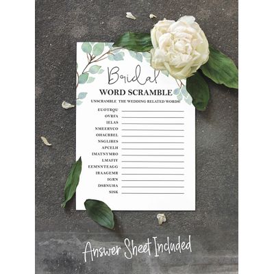50 Cartões de Bingo Quadrados Brancos para Preencher Ideias de Presente para Chá de Noiva e Despedida de Solteira com Folhagens - Inkdotpot 12,7 Cm × 17,78 Cm / Branco - Jogo de Palavras da Noiva