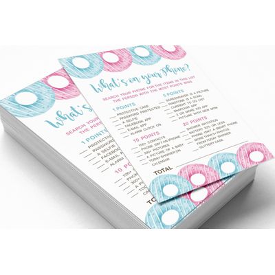 Conjunto Donuts para Chá de Bebê com 50 Cartões Alfabeto ABC Ele ou Ela - Inkdotpot 12,7 Cm × 17,78 Cm / Branco - O Que Tem no Seu Celular