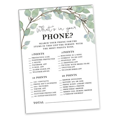 50 Cartões de Bingo Quadrados Brancos para Preencher Ideias de Presente para Chá de Noiva e Despedida de Solteira com Folhagens - Inkdotpot 12,7 Cm × 17,78 Cm / Branco - O Que Tem no Seu Celular