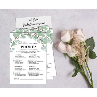 50 Cartões de Bingo Quadrados Brancos para Preencher Ideias de Presente para Chá de Noiva e Despedida de Solteira com Folhagens - Inkdotpot 12,7 Cm × 17,78 Cm / Branco - O Que Tem no Seu Celular