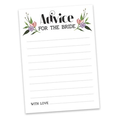 Cartões Quadrados em Branco para Chá de Noiva e Despedida de Solteira, Preenchíveis, 50 Unidades, Floral - Inkdotpot 12,7 Cm × 17,78 Cm / Branco - Cartão de Conselho