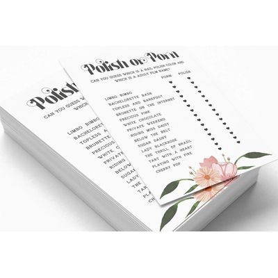 Cartões Quadrados em Branco para Chá de Noiva e Despedida de Solteira, Preenchíveis, 50 Unidades, Floral - Inkdotpot 12,7 Cm × 17,78 Cm / Branco - Esmalte ou Filme