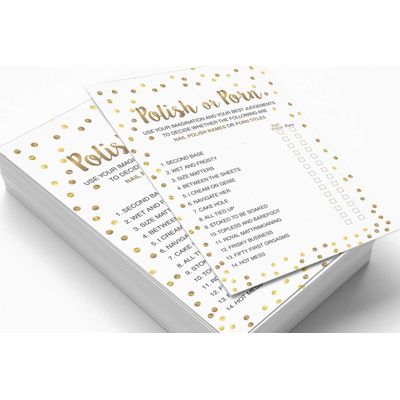 Pacote com 50 Cartões Quadrados em Branco com Confete Dourado para Chá de Noiva e Despedida de Solteira - Inkdotpot 12,7 Cm × 17,78 Cm / Branco - Esmalte ou Filme