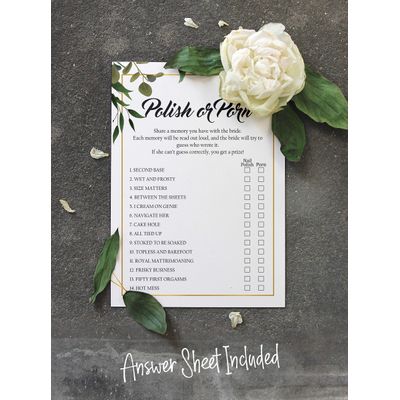Cartões de Jogo Quadrados em Branco para Chá de Noiva e Despedida de Solteira, 50 Peças, Tema Folhagens - Inkdotpot 12,7 Cm × 17,78 Cm / Branco - Esmalte ou Filme