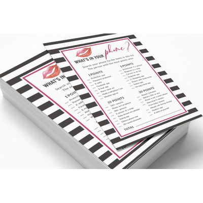 50 Cartões Quadrados Listrados 'Kiss' Brancos para Presentes - Jogo The Miss Good Bye Chá de Noiva/Despedida de Solteira - Inkdotpot 12,7 Cm × 17,78 Cm / Branco - O Que Tem no Seu Celular
