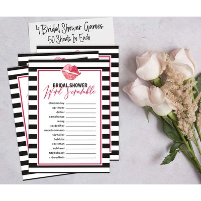50 Cartões Quadrados Listrados 'Kiss' Brancos para Presentes - Jogo The Miss Good Bye Chá de Noiva/Despedida de Solteira - Inkdotpot 12,7 Cm × 17,78 Cm / Branco - Conjunto de 4