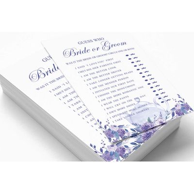 50 Cartões de Jogo Floral para Chá Nupcial e Despedida de Solteira, Quadrados em Branco para Preencher Ideias de Presente - Inkdotpot 12,7 Cm × 17,78 Cm / Branco - Ele Disse, Ela Disse