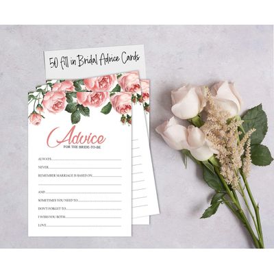 Cartões de Jogo Quadrados em Branco para Chá de Noiva e Despedida de Solteira, Ideias de Presentes para Preencher, Pacote com 50 - Inkdotpot 12,7 Cm × 17,78 Cm / Branco - Cartão de Conselho