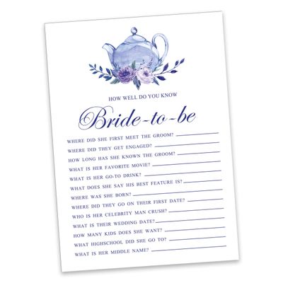 50 Cartões de Jogo Floral para Chá Nupcial e Despedida de Solteira, Quadrados em Branco para Preencher Ideias de Presente - Inkdotpot 12,7 Cm × 17,78 Cm / Branco - Quiz da Noiva