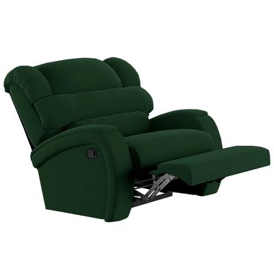 Poltrona Do Papai Reclinável Kalie Manual Gatilho Fh9 Veludo Verde - Mpozenato