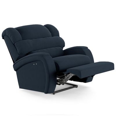 Poltrona Do Papai Reclinável Kalie Power Touch Usb Fh9 Veludo Azul - Mpozenato