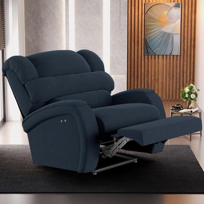 Poltrona Do Papai Reclinável Kalie Power Touch Usb Fh9 Veludo Azul - Mpozenato