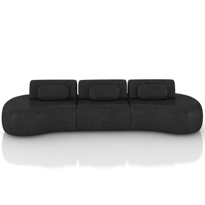 Sofá 4 Lugares 326cm Orgânico Mellanie Sintético Preto Z32 - Mpozenato