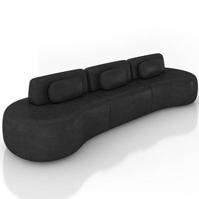 Sofá 4 Lugares 326cm Orgânico Mellanie Sintético Preto Z32 - Mpozenato