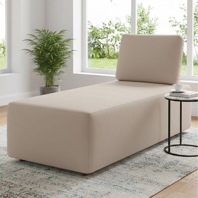 Sofá Chaise Modular 74cm Sala De Estar Rovier Veludo Bege Z32 - Mpozenato
