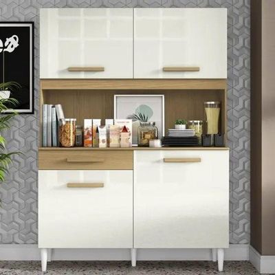 Armário de Cozinha Armário de Cozinha 4 Portas Atacamaoff White 4 Portas 1 Gaveta MDF Off White
