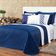 Kit Cobre Leito Colcha King Miami Azul Marinho/branco Dupla Face Com Almofadas Estampadas 06 Peças