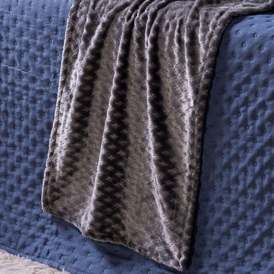 Kit De Peseira Para Cama Majestic Com Fronhas 03 Peças - Tecido Mantinha Flannel Em Toque De Seda Brilhante Cor Cinza