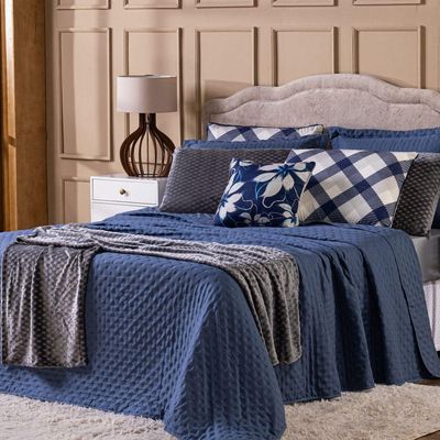 Kit De Peseira Para Cama Majestic Com Fronhas 03 Peças - Tecido Mantinha Flannel Em Toque De Seda Brilhante Cor Cinza